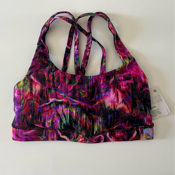 Lululemon Energy Bra Hyper Flow Pink Multi Women’s Sports Bra Size 4 - Picture 5 of 9